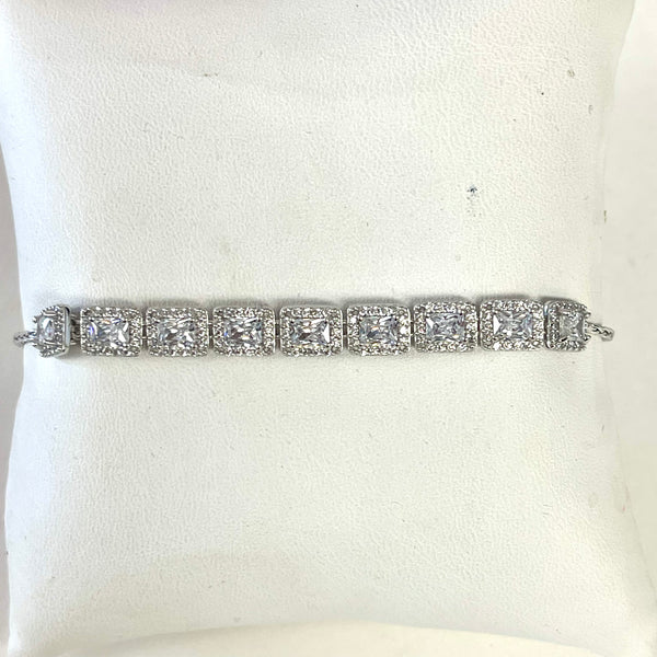 CZ Princess Cut Pull String Bracelet