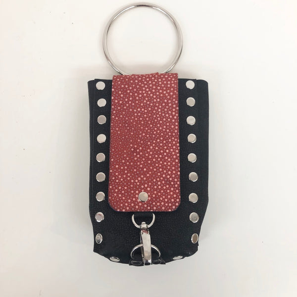 Leather Studded Bangle Cellphone Wristlet or Crossbody Bag
